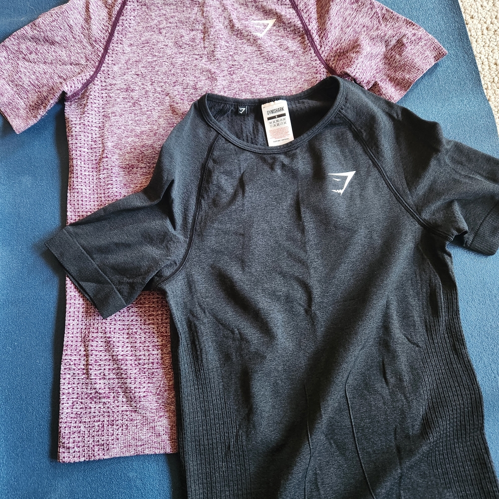 Gymshark Black and Purple Short Sleeve Workout Shirt